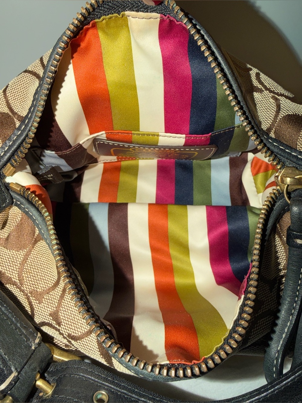 👑✅PRICE FIRM✅ Beautiful Brown COACH Legacy Signature CC Canvas Mini Bag - Picture 13 of 16
